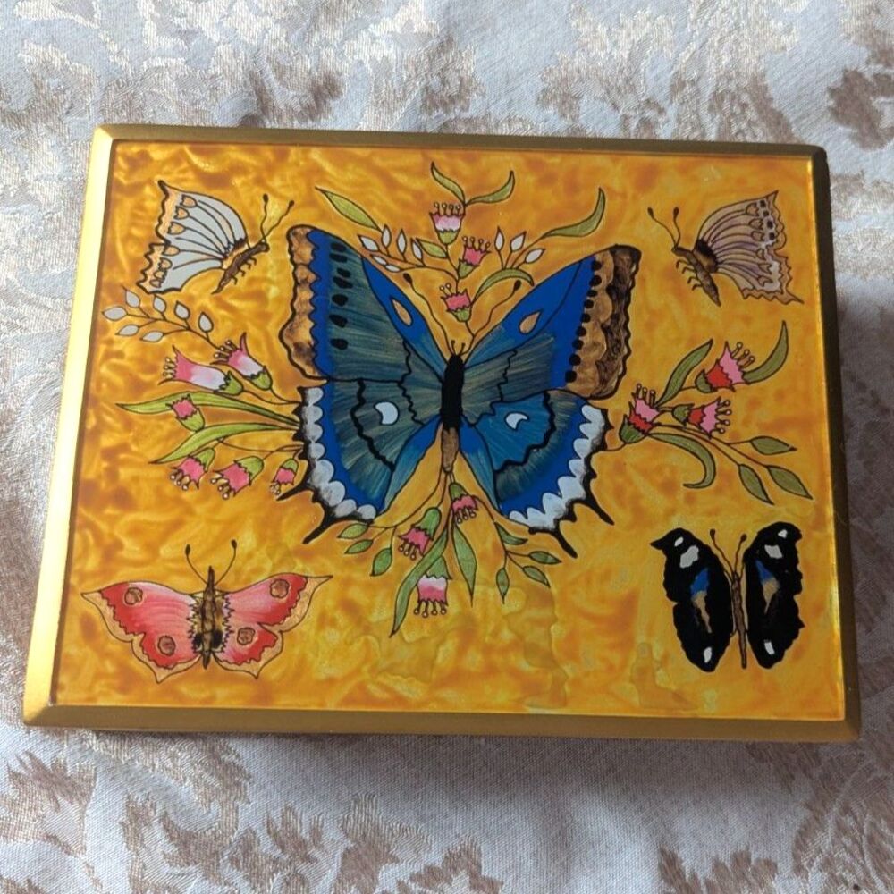 Hand-Painted Butterfly Whimsical Fairycore Wooden Box Made in Peru